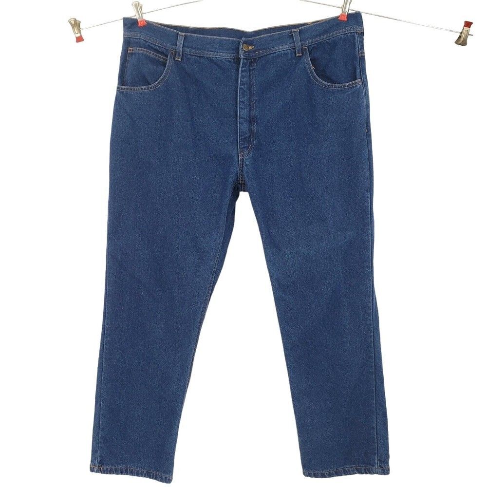 Key Flannel Lined Mens Jeans Size 42x32 Dark Blue Denim